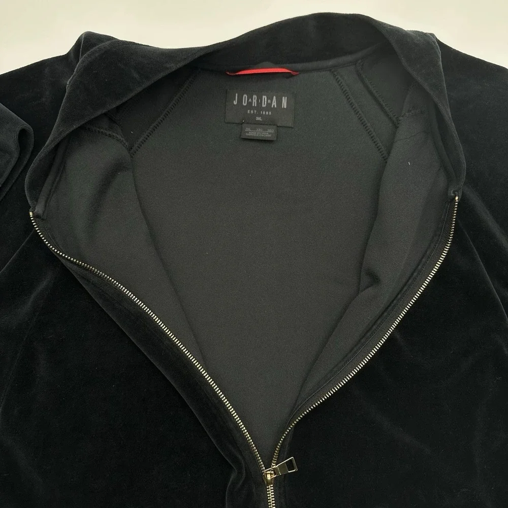 Nike Air Jordan Track Jacket Mens XXXL 3XL Black Jumpman Velour ZipUp AH2357-010